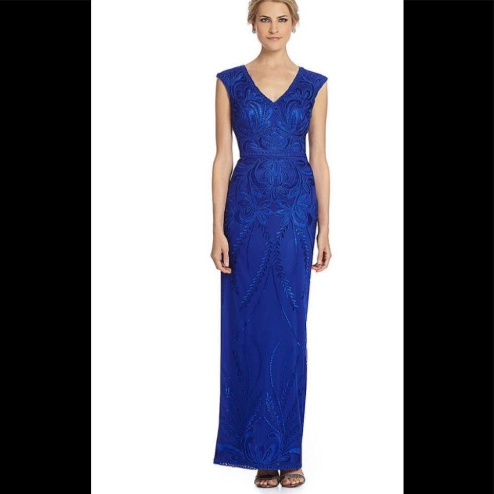Sue Wong Blue IIIusion Soutache embroidered gown maxi formal dress 2